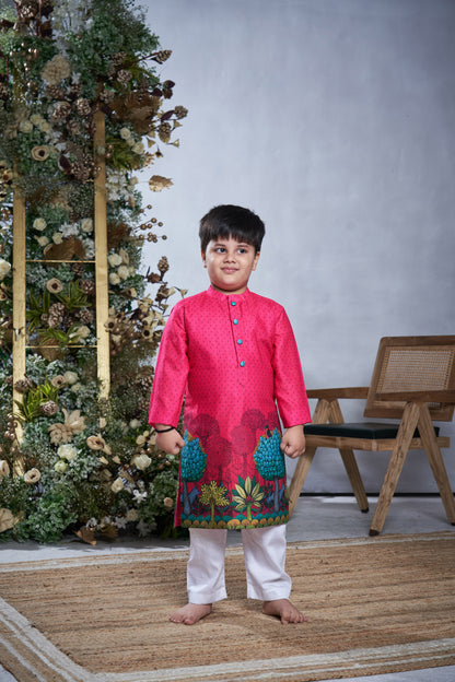 PINK PICHWAI KURTA SET