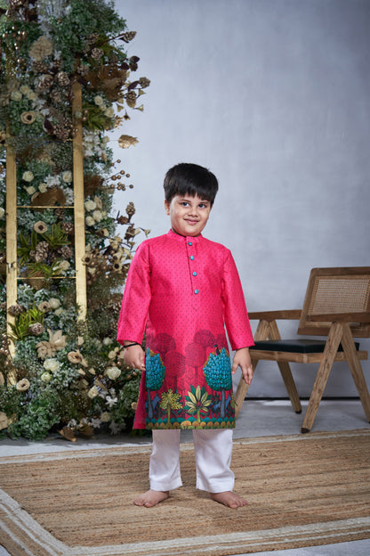 PINK PICHWAI KURTA SET