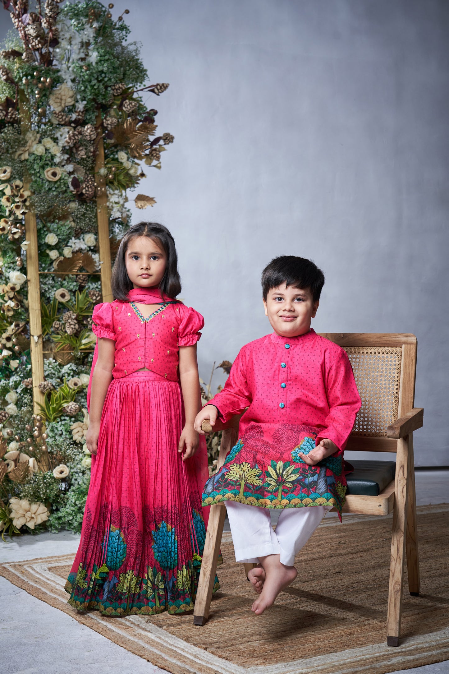 PINK PICHWAI KURTA SET