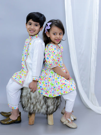 MULTICOLOR HANDS HOLI KURTA PYJAMA SET