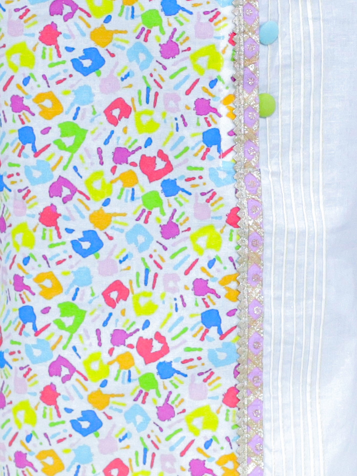 MULTICOLOR HANDS HOLI KURTA PYJAMA SET