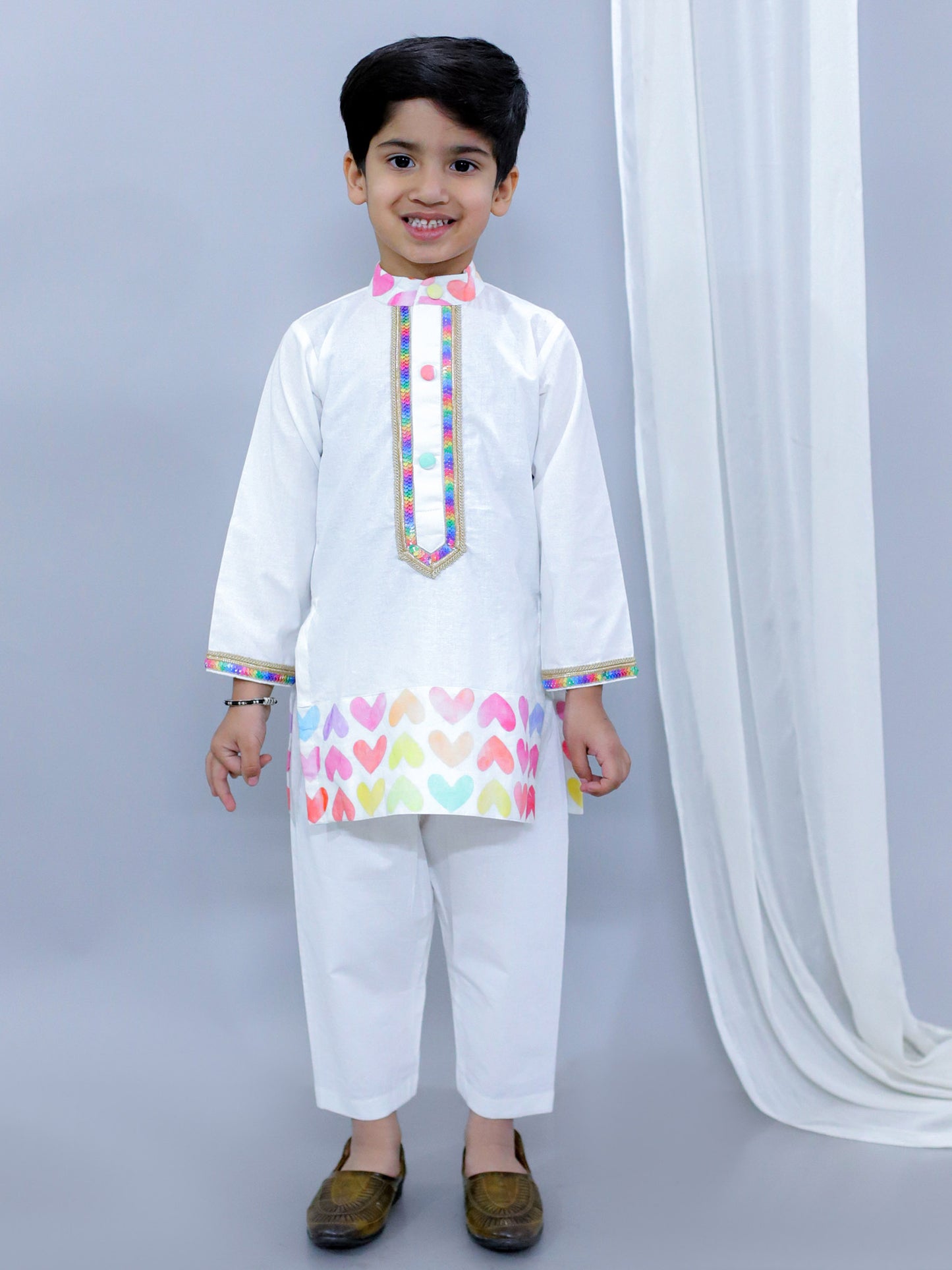 MULTI HEART KURTA PYJAMA SET