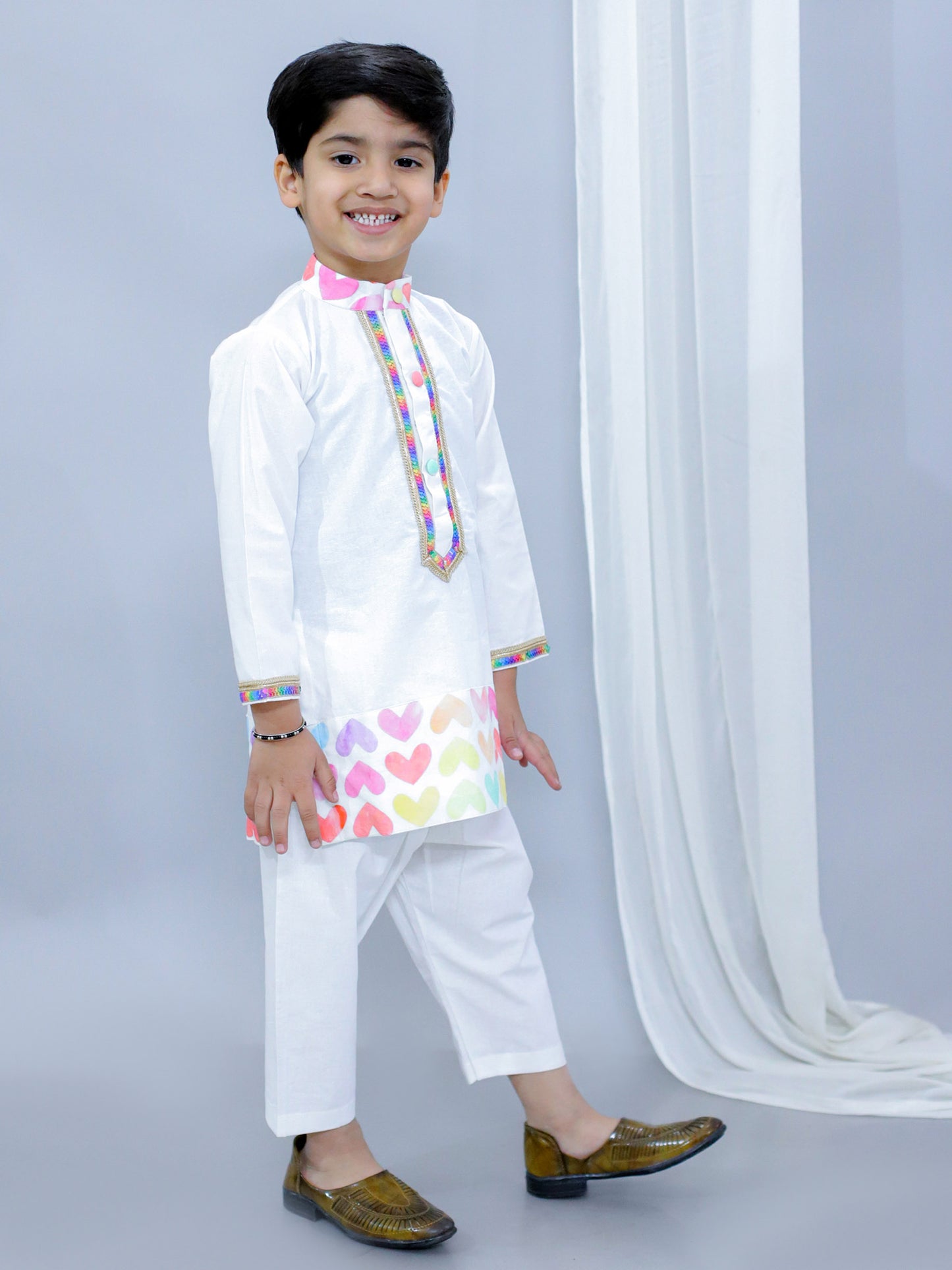 MULTI HEART KURTA PYJAMA SET