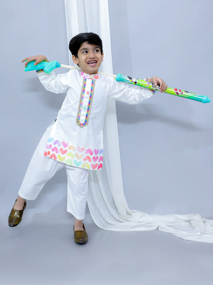 MULTI HEART KURTA PYJAMA SET