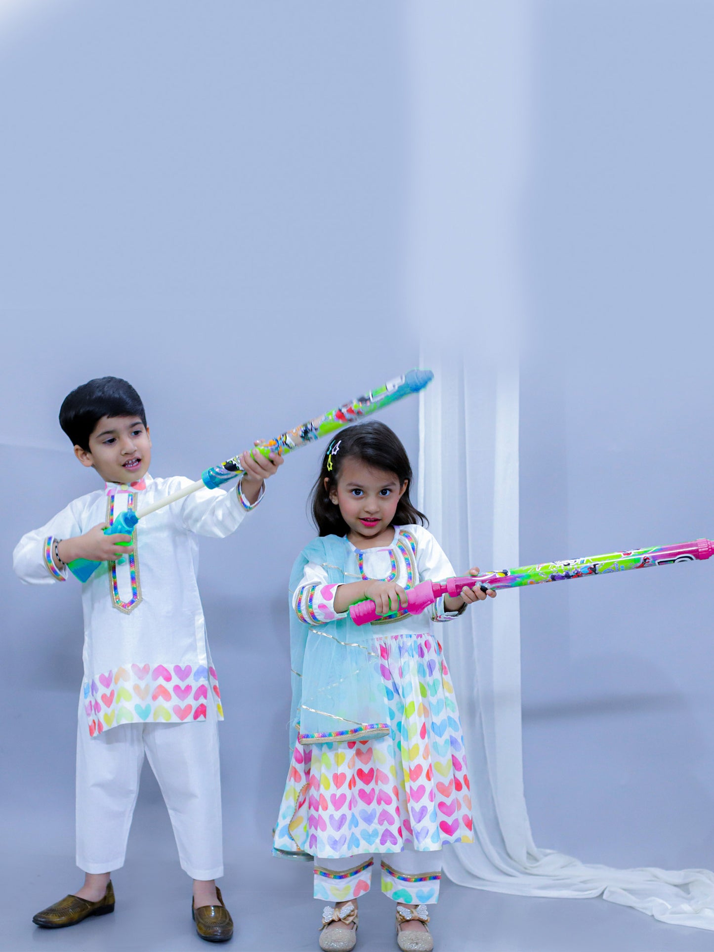MULTI HEART KURTA PYJAMA SET