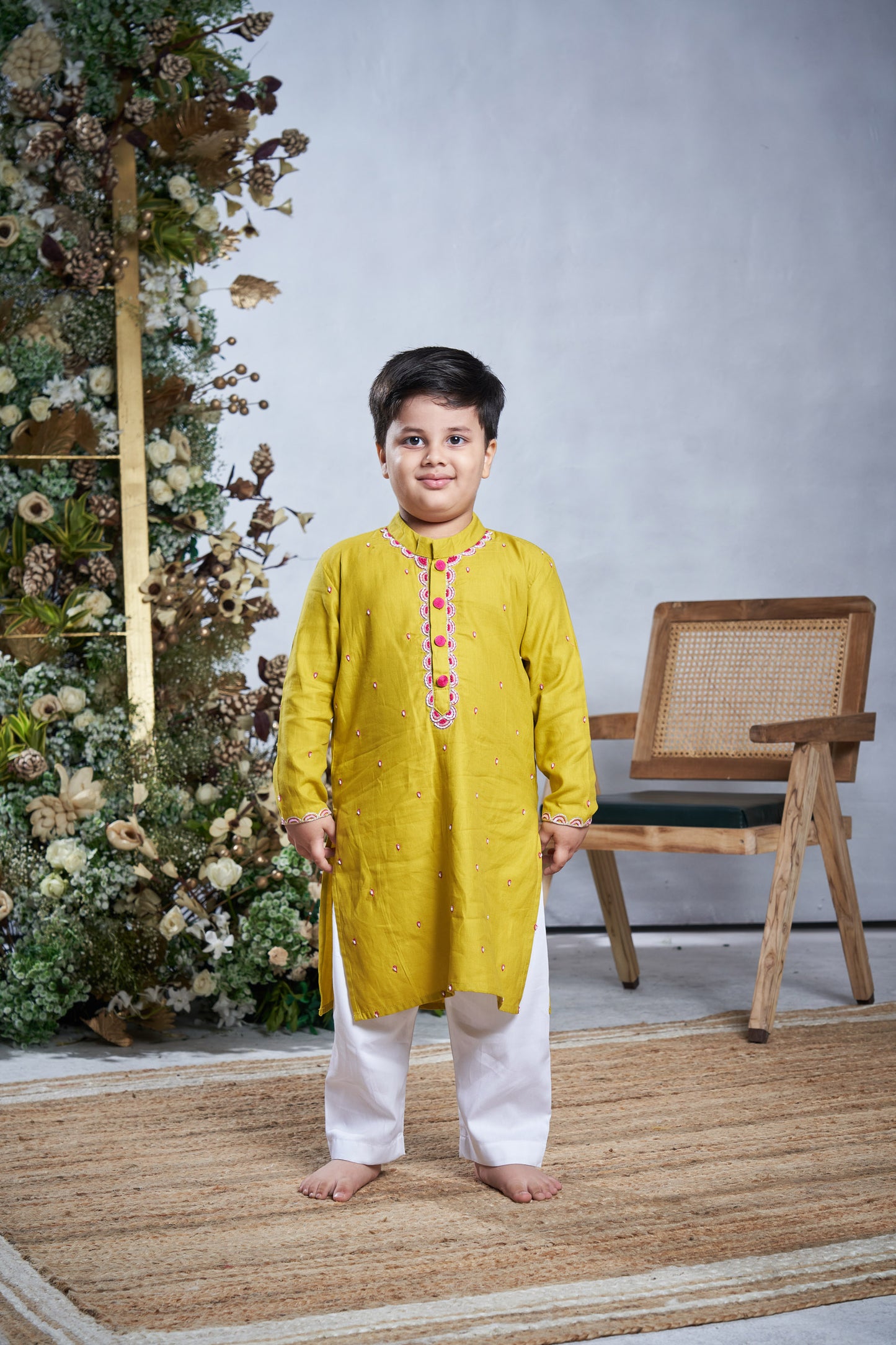 YELLOW PINK KURTA SET