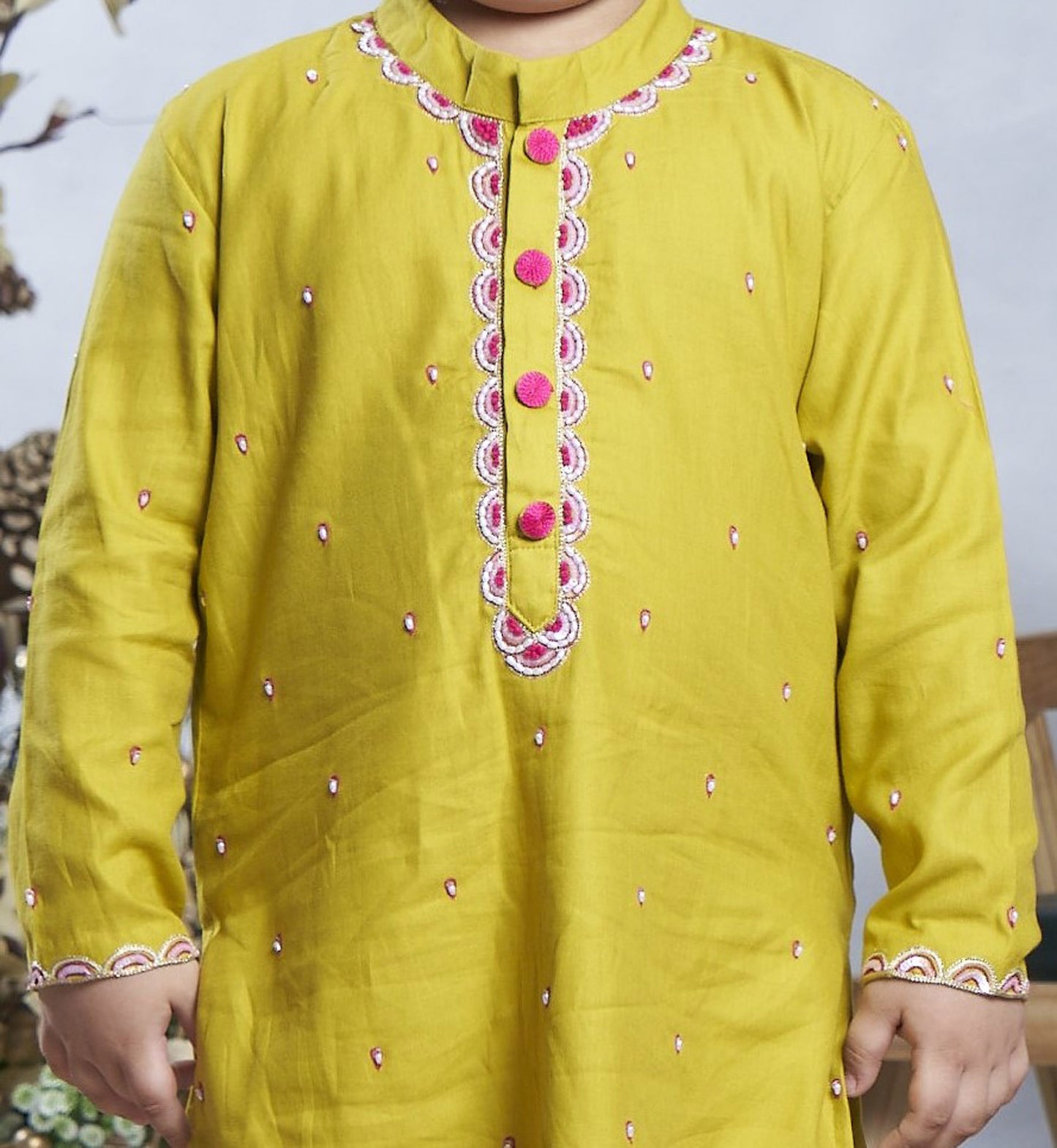 YELLOW PINK KURTA SET