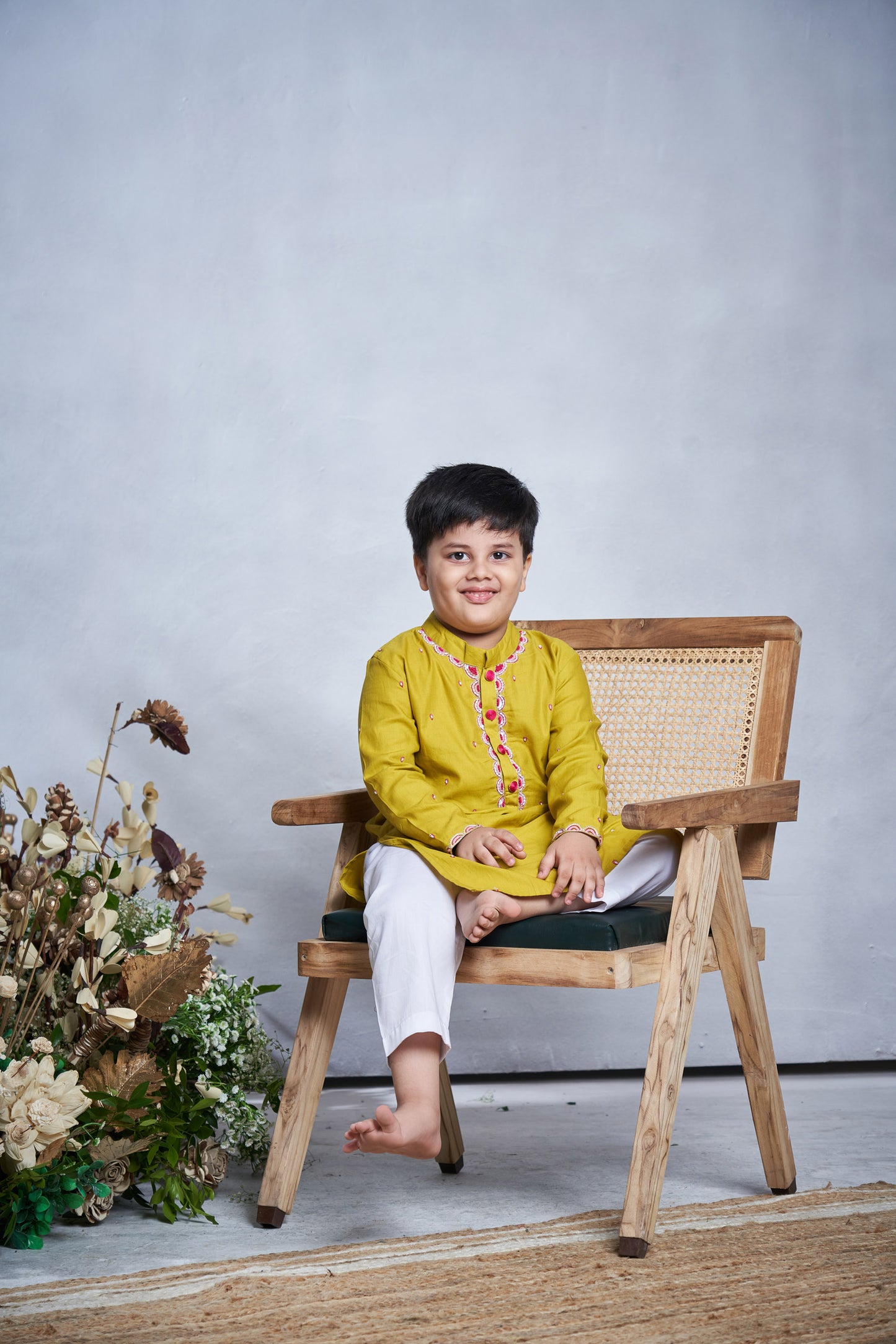 YELLOW PINK KURTA SET