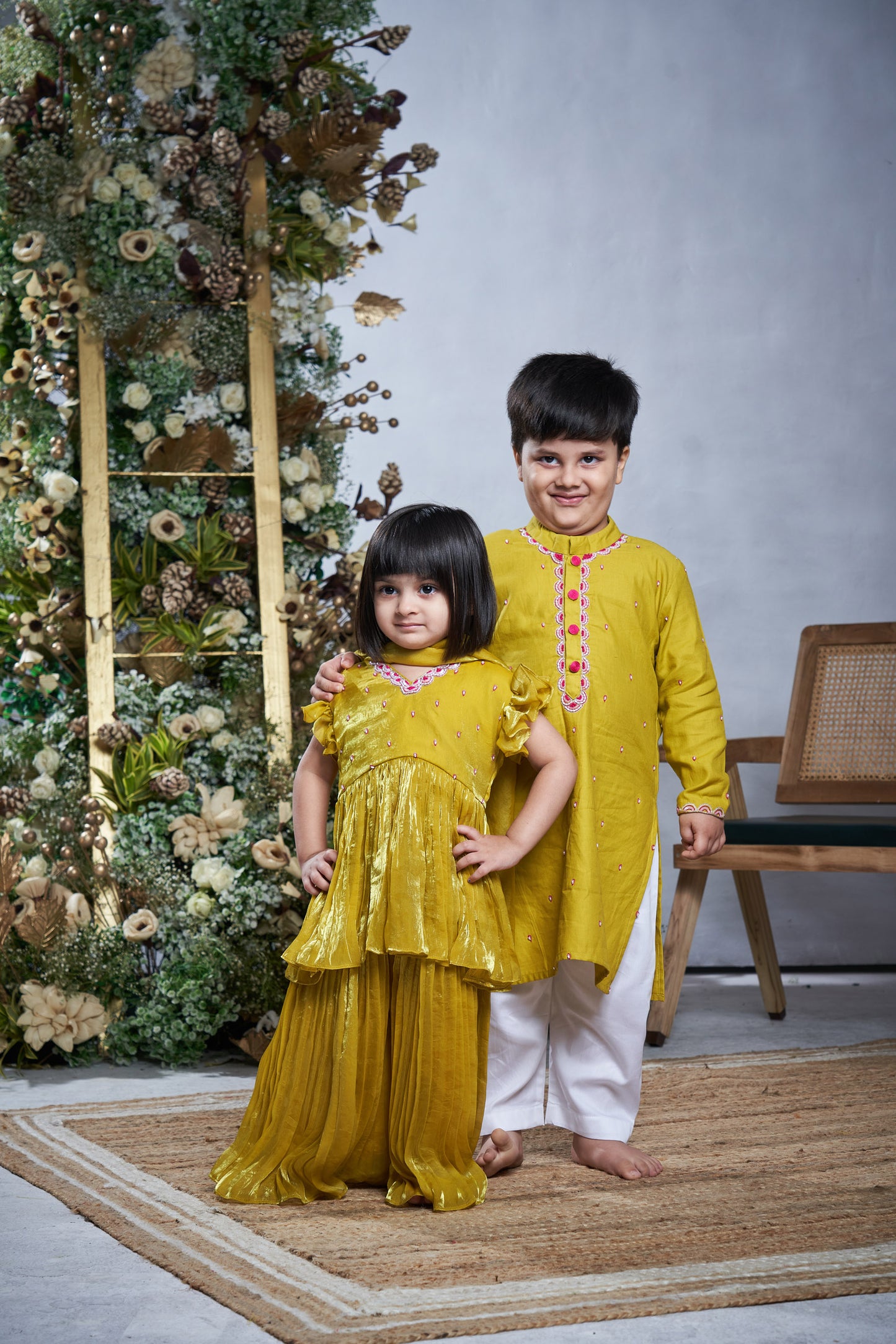 YELLOW PINK KURTA SET