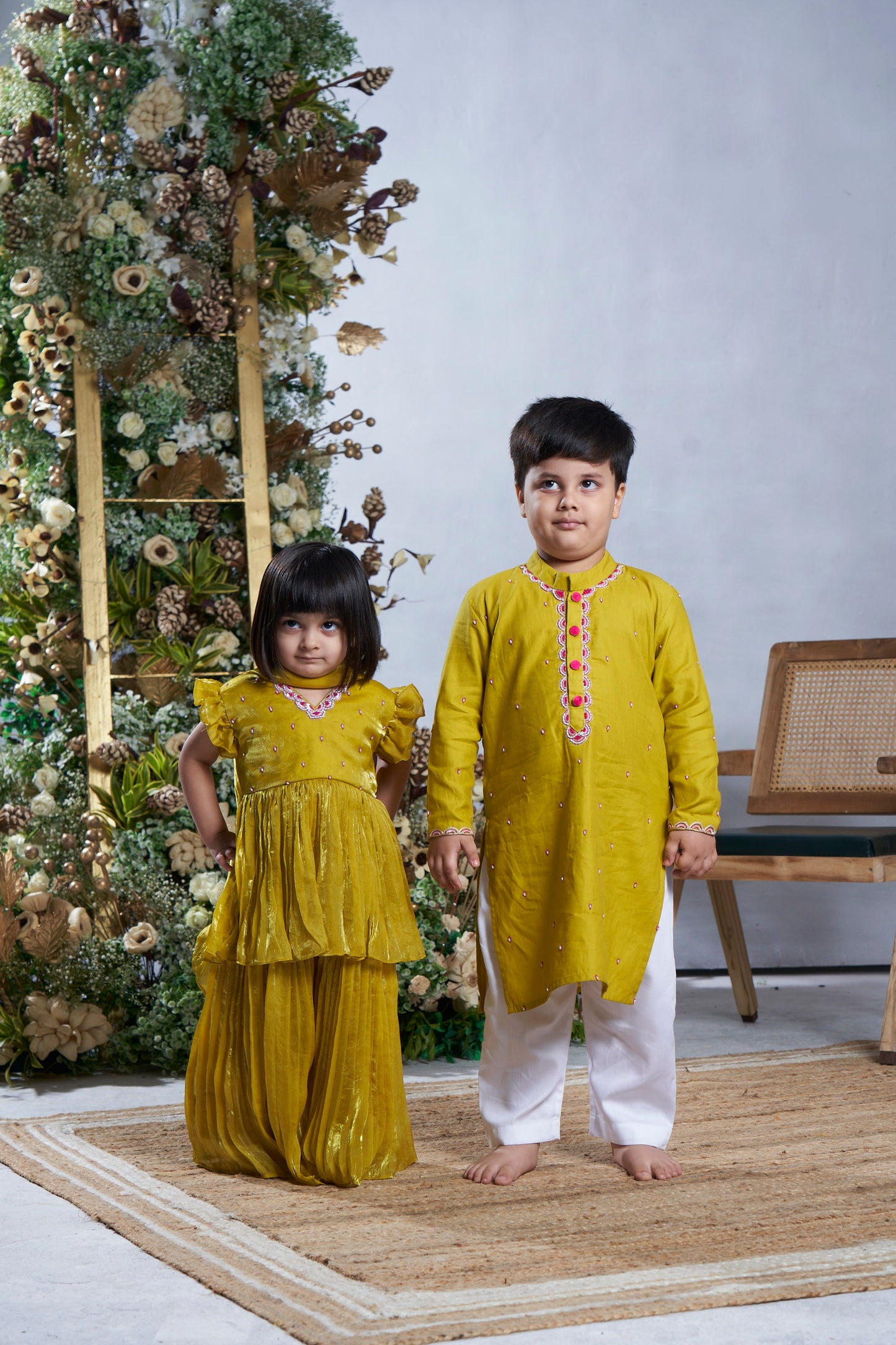 YELLOW PINK KURTA SET